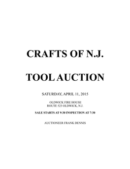 Crafts of N.J. Tool Auction