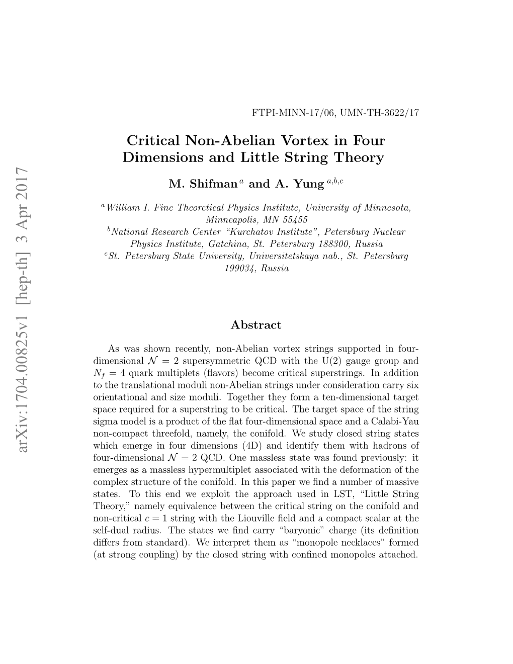 Critical Non-Abelian Vortex in Four Dimensions and Little String Theory