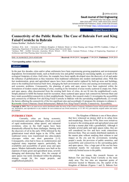 Connectivity of the Public Realm: the Case of Bahrain Fort and King Faisal Corniche in Bahrain Fatima Shubbar1, Raffaello Furlan2*