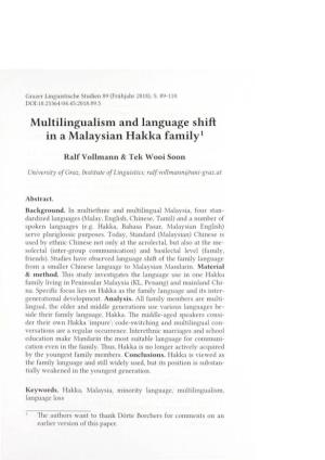Multilingualism and Language Shift in a Malaysian Hakka Familiy