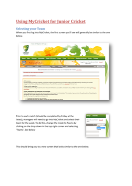 Using Mycricket for Junior Cricket