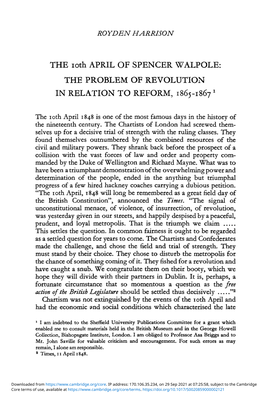 The 10Th April of Spencer Walpole: the Problem of Revolution In