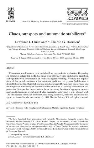 Chaos, Sunspots and Automatic Stabilizersଝ