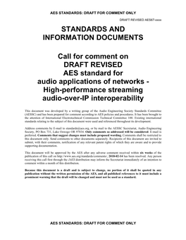 AES Standard for Audio Applications of Networks - High-Performance Streaming Audio-Over-IP Interoperability