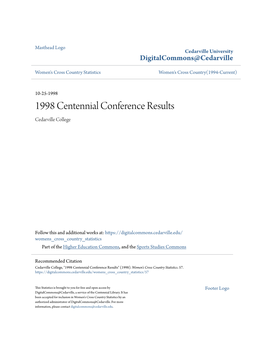 1998 Centennial Conference Results Cedarville College