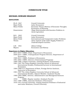 Curriculum Vitae Michael Edward Bradley