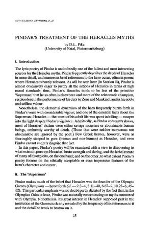 PINDAR's TREATMENT of the HERACLES MYIHS Byd.L