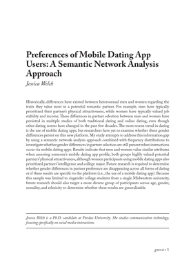Preferences of Mobile Dating App Users: a Semantic Network Analysis Approach Jessica Welch