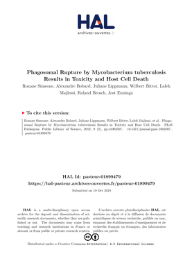 Phagosomal Rupture by Mycobacterium Tuberculosis