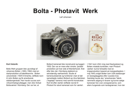 Bolta Photavit Werk