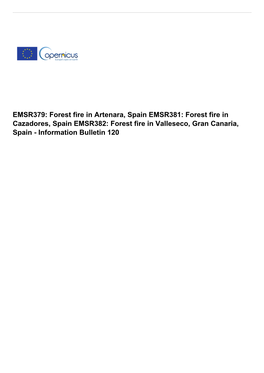 EMSR379: Forest Fire in Artenara, Spain EMSR381: Forest Fire in Cazadores, Spain EMSR382: Forest Fire in Valleseco, Gran Canaria, Spain - Information Bulletin 120