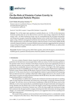 On the Role of Einstein–Cartan Gravity in Fundamental Particle Physics