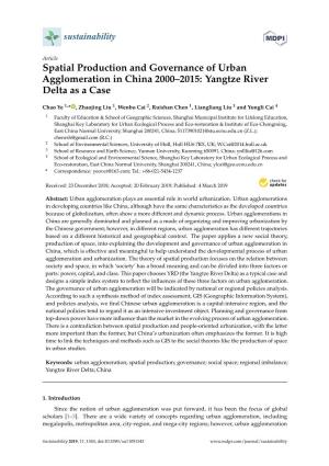 Spatial Production and Governance of Urban Agglomeration in China 2000–2015: Yangtze River Delta As a Case
