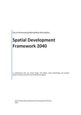 Johannesburg Spatial Development Framework 2040
