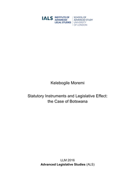 Kelebogile Moremi Statutory Instruments and Legislative Effect