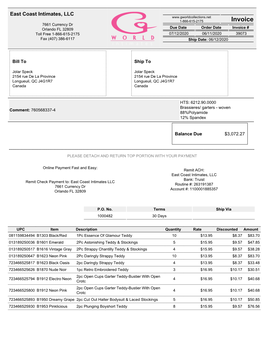 Invoice 7661 Currency Dr Orlando FL 32809 Due Date Order Date Invoice # Toll Free 1-866-615-2175 07/12/2020 06/11/2020 39073 Fax (407) 386-6117 Ship Date: 06/12/2020