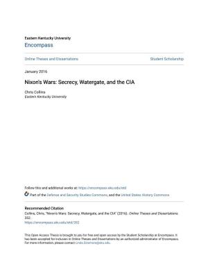Nixon's Wars: Secrecy, Watergate, and the CIA