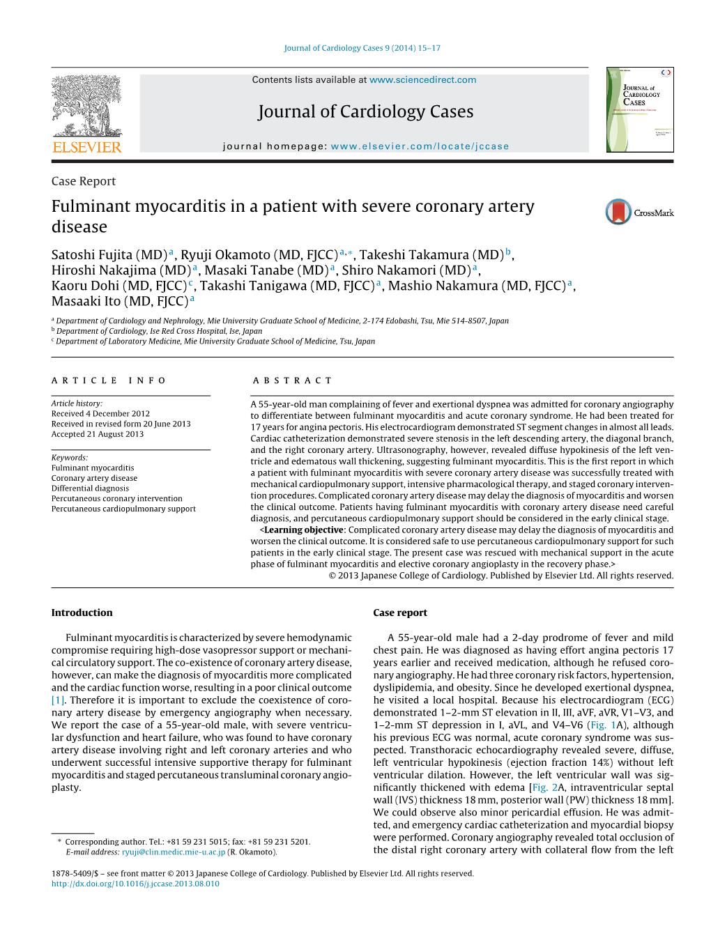 Fulminant Myocarditis in a Patient with Severe Coronary Artery Disease