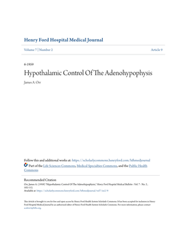 Hypothalamic Control of the Adenohypophysis James A