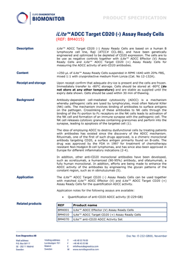 Ilite™ ADCC Target CD20 (-) Assay Ready Cells (REF: BM4015)