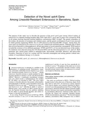 Detection of the Novel Optra Gene Among Linezolid-Resistant Enterococci in Barcelona, Spain
