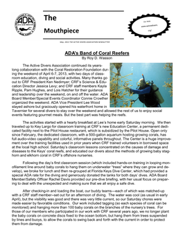 May 2013 the ACTIVE DIVERS ASSOCIATION NEWSLETTER