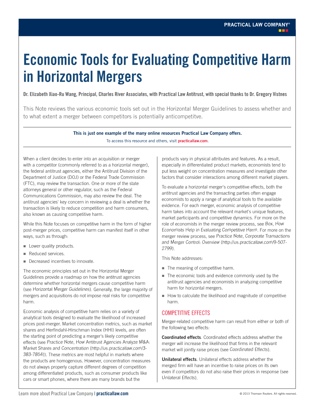 Economic Tools for Evaluating Competitive Harm in Horizontal Mergers