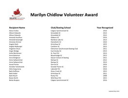 Marilyn Chidlow Volunteer Award