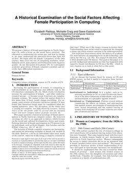 A Historical Examination of the Social Factors Affecting Female Participation in Computing