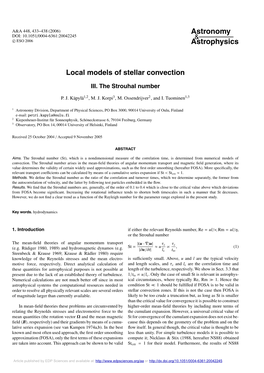 Local Models of Stellar Convection