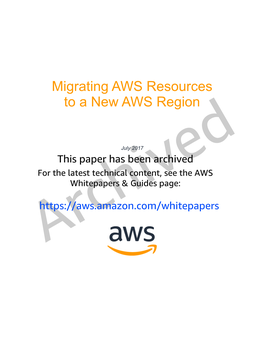 Migrating AWS Resources to a New Region