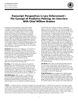 Perspectives in Law Enforcement—The Concept of Predictive