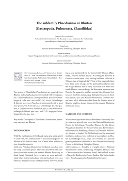 The Subfamily Phaedusinae in Bhutan (Gastropoda, Pulmonata, Clausiliidae)