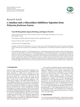 Glucosidase Inhibitory Saponins from Polyscias Fruticosa Leaves