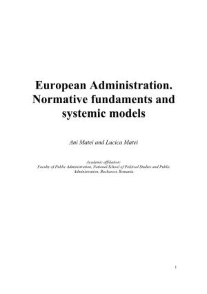 European Administration. Normative Fundaments and Systemic Models