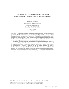 The Role of C -Algebras in Infinite Dimensional