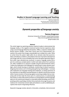 Dynamic Properties of Language Anxiety