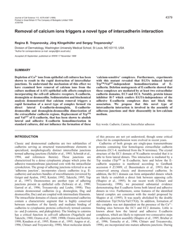 Calcium-Sensitive Intercadherin Interaction 4381