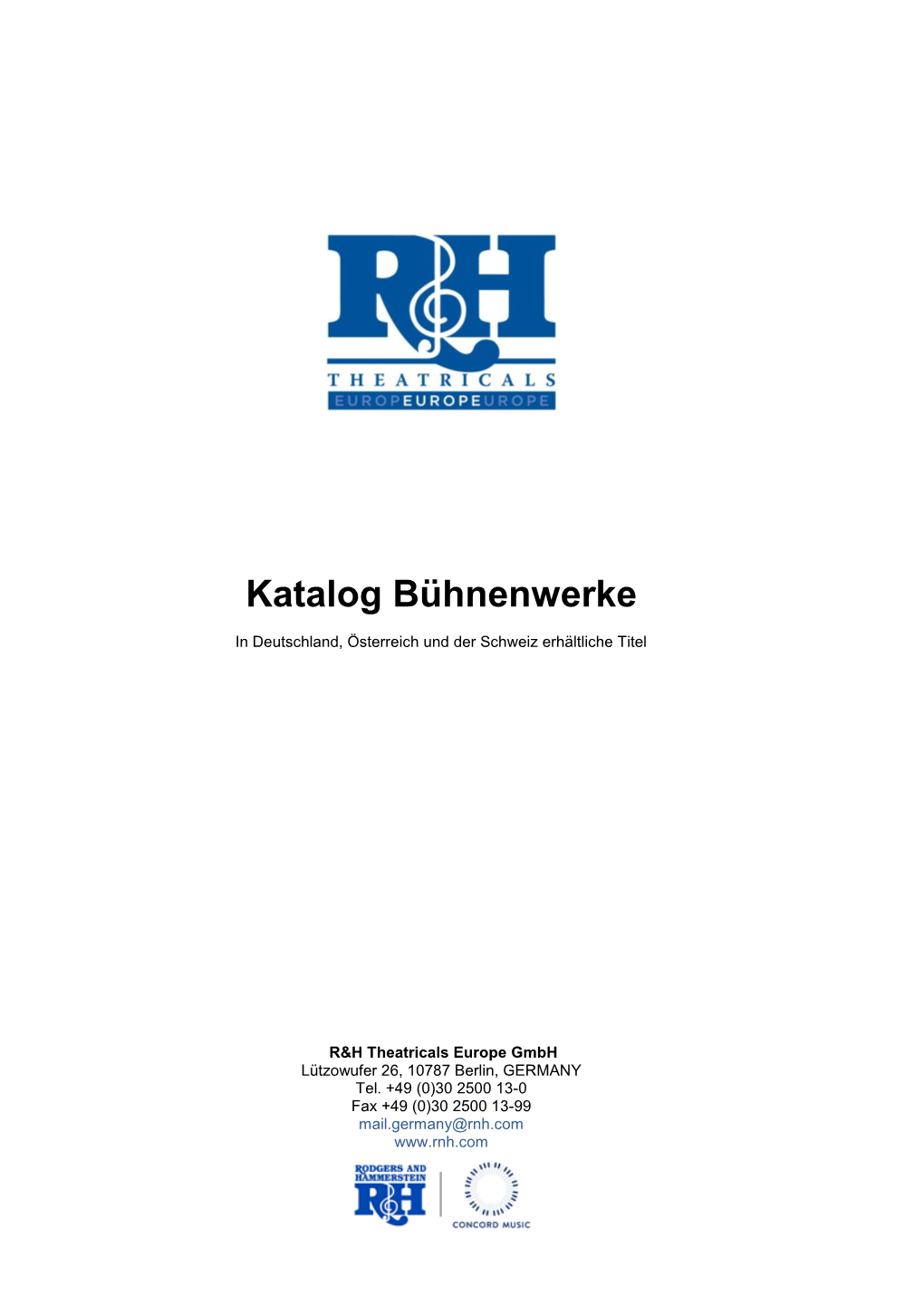 Katalog Bühnenwerke