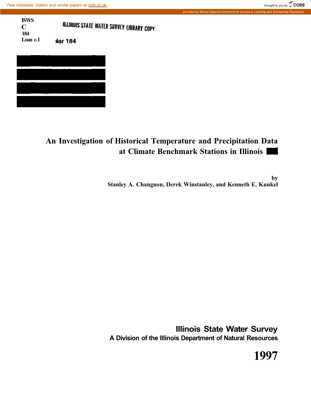 An Investigation of Historical Temperature and Precipitation Data at Climate Benchmark Stations in Illinois