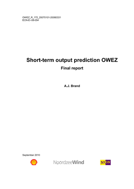 Short-Term Output Prediction OWEZ Final Report