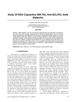 Study of MOS Capacitors with Tio2 and Sio2/Tio2 Gate Dielectric