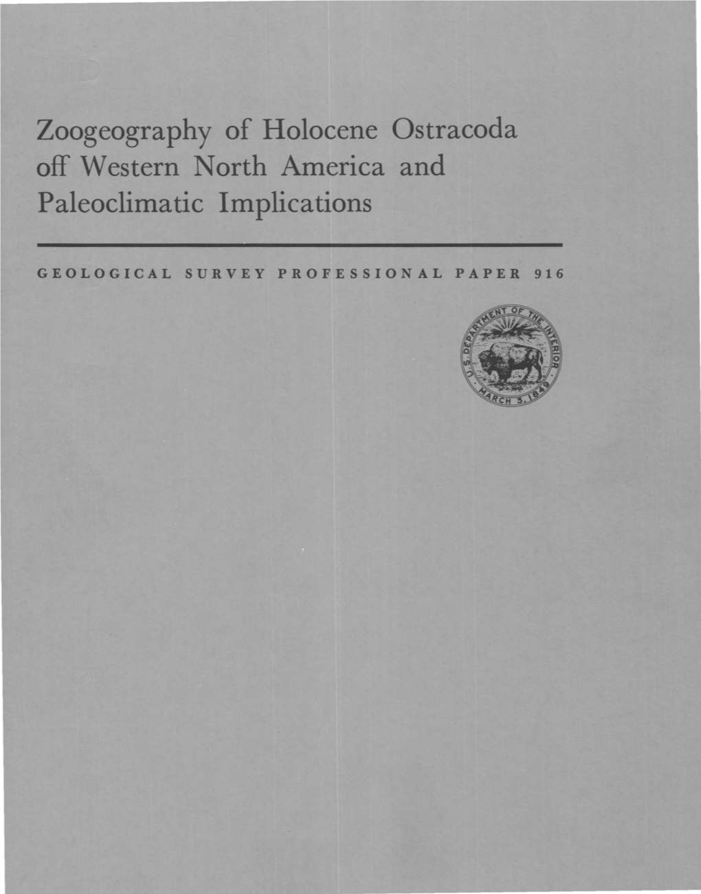 Zoogeography of Holocene Ostracoda Off Western North America and Paleoclimatic Implications