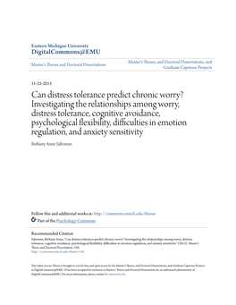 Can Distress Tolerance Predict Chronic Worry?