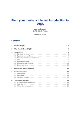 Pimp Your Thesis: a Minimal Introduction to LATEX