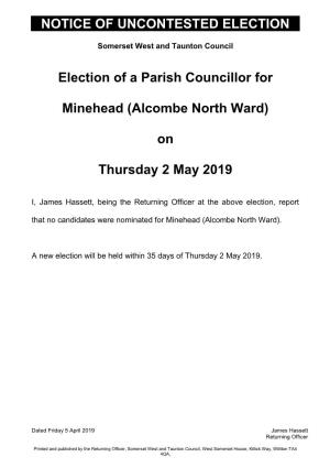 Notice of Uncontested Parish Elections