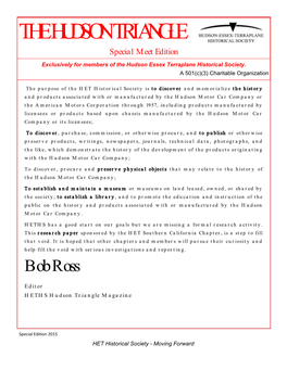The Hudson Motor Car Co. of 1915 1915 to 2015 - One Hundred Years