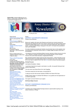 May 2014 Newsletter