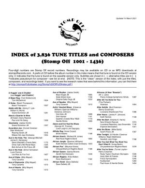 Clean” Version of the Index, with Just the Titles, Composers, and Recordings Listed