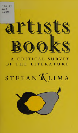 Artists Books: a Critical Survey of the Literature